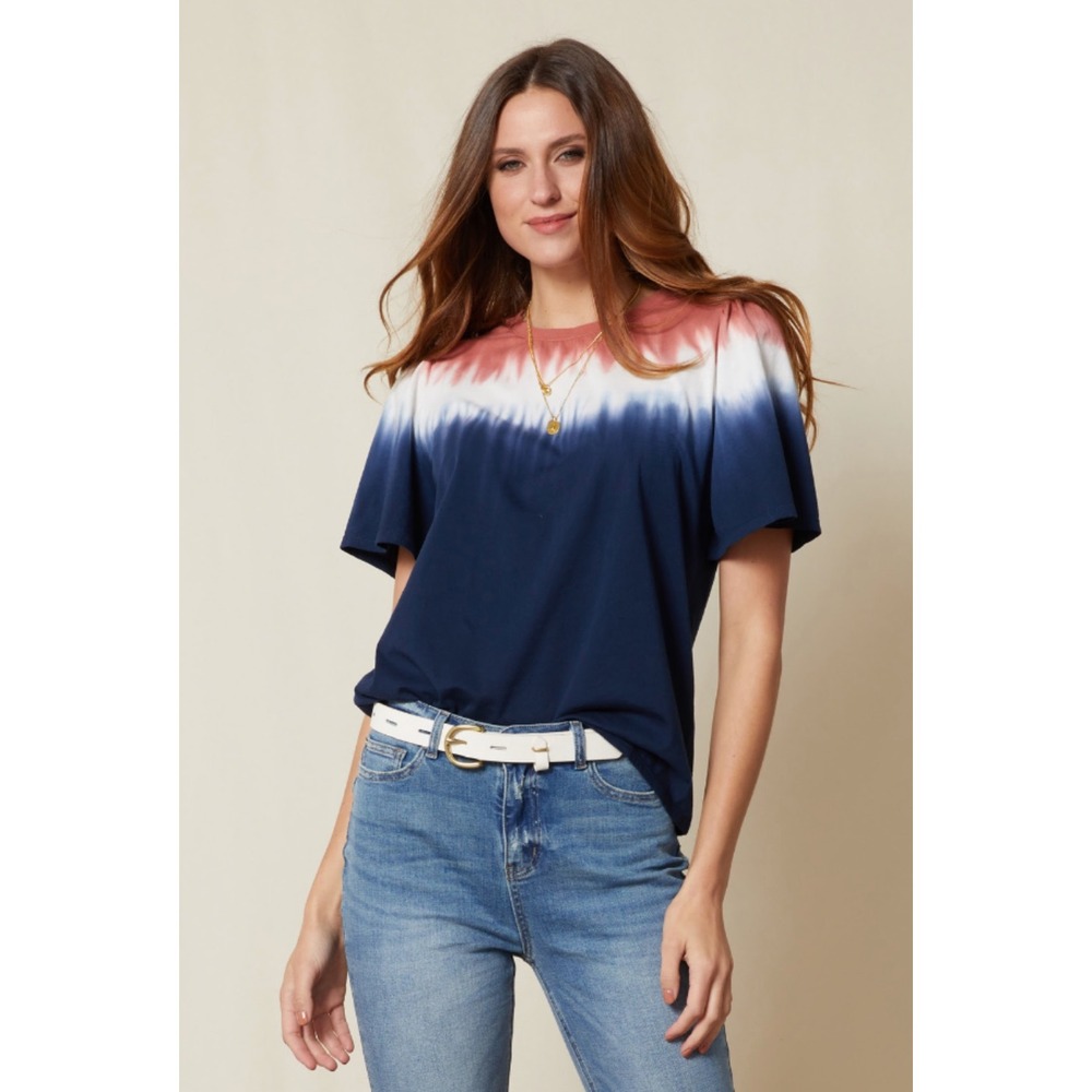 Good Hart Artist at Play Puff Sleeve Dip Dyed Tee Women Medium Excellent